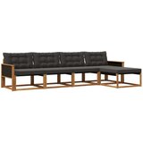 vidaXL Zunanja garnitura za sedenje z blazino 5 pcs Naravna in črna, (5000270295) | Shoptok.si