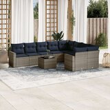 vidaXL 10-dijelni set vrtnih sofa od poliratana s jastucima sivi | shoptok.hr