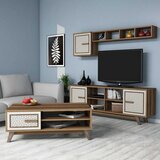Hanah home Ayla - Walnut, Cream WalnutCream Living Room Furniture Set | ePonuda.com