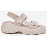 EVENTO Leather Women's Platform Sandals Beige Mertella | shoptok.hr