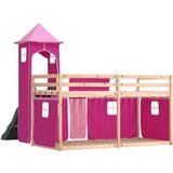  Krevet na kat s toboganom i zavjesama ružičasti 90 x 190 cm | shoptok.hr