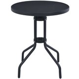 vidaXL Vrtna miza črna 80 cm jeklo in steklo | Shoptok.si