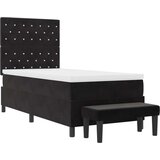 Box Spring Krevet s Madracem &amp Klupom Crna 100x200 cm Baršun | shoptok.hr