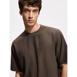 Reserved Relaxed fit majica kratkih rukava od strukturirane tkanine - prljavosmeđe | shoptok.hr