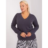 Fashion Hunters Graphite casual blouse in a larger size with applique | shoptok.hr