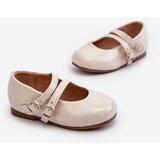 Boto Beige Patent Leather Children's Ballerina Flats with Straps Margenis | ePonuda.com