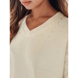 DStreet Damski sweter z dekoltem V VERALIA ecru | shoptok.hr