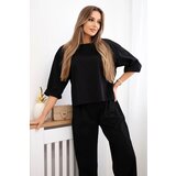 Kesi Włoski Punto set blouse + wide-leg pants black | Shoptok.si