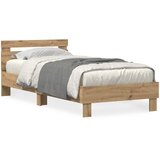  Krevetna konstrukcija s uzglavljem Umjetnički hrast 90 x 190 cm | shoptok.hr