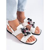 Shelvt White women's sandals with decoration Cene