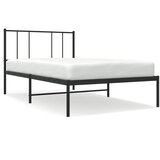 The Living Store Kovinski posteljni okvir z vzglavjem črn 80x200 cm - Posteljni Okvir, (21526086) | Shoptok.si