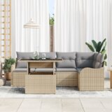  Set vrtnog kauča od 6 dijelova s jastučićima bež poli ratana | shoptok.hr