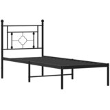  Metalni okvir za krevet s uzglavljem crni 75x190 cm | shoptok.hr