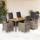  7-dijelni vrtni blagovaonski set sivi od poliratana Siva 190 x 90 x 75 cm | shoptok.hr