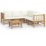 The Living Store Vrtna garnitura 6-delna s kremno belimi blazinami bambus - Vrtna Sedežna Garnitura, (21421594) | Shoptok.si