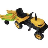 Dečiji traktor na pedale sa prikolicom zuta
