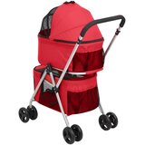  2-slojna sklopiva kolica za pse crvena 83x48x97 cm tkanina | shoptok.hr