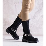 Gemre Black women's ankle boots embellished with a chain Yasarna | shoptok.hr