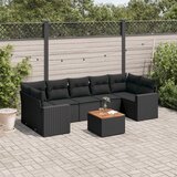 Maison Chic Seti vrtnega pohištva - Vrtna garnitura - Vrtni pohištvo set 8-delna z blazinami črn poli ratan, (21800064) | Shoptok.si