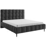 MID.YOU OBLAZINJENA POSTELJA 140 cm x 200 cm , les, tekstil, leseni material antracit | Shoptok.si