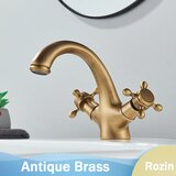 rozin Antikno medeninasto umivalni pipa, dvojna ročica, keramična tehnologija ventila, antikna medenina A, (5000161467) | Shoptok.si