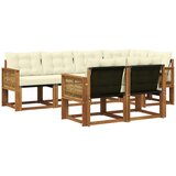 vidaXL Zunanja garnitura za sedenje z blazino 7 pcs Naravna in smetana, (5000269409) | Shoptok.si