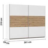 XXXL Omara Z Drsnimi Vrati Foster, Bela, Hrast, 261 Cm | Shoptok.si