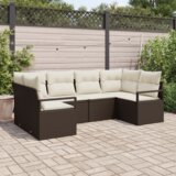 vidaXL 6-dijelni set vrtnih kauča s jastucima smeđeg poly ratana | shoptok.hr