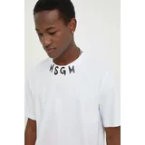 Msgm Bombažna kratka majica moški, bela barva