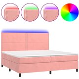  box spring s madracem LED ružičasti 200x200cm baršunasti | Eponuda.com