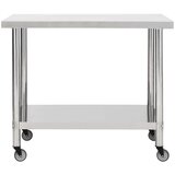 vidaXL Kuhinjski radni stol s kotačima 80x60x85 cm nehrđajući čelik | shoptok.hr