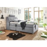 MID.YOU POSTELJA BOXSPRING 120 cm x 200 cm , tekstil, leseni material svetlo siva | Shoptok.si