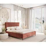 Maison de Rêve Opečnato oranžna oblazinjena zakonska postelja s prostorom za shranjevanje z letvenim dnom 180x200 cm Etero – | Shoptok.si