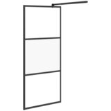 Pregrada za tuš s policom crna 90x195 cm staklo ESG i aluminij | shoptok.hr