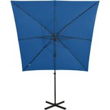  Konzolni vrtni suncobran sa stupom LED 250 cm azurnoplavi | Eponuda.ba