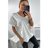 Kesi Cotton blouse with pocket white Cijene