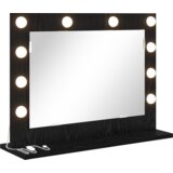 vidaXL Ogledalo z LED lučmi Črno hrast 60x45x18 cm, (22090100) Cene