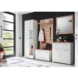 XORA garderobna klop bela, barve hrasta | Shoptok.si