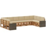 vidaXL Zunanja garnitura za sedenje 10 pcs Naravna in bež Poliester, (5000280525) | Shoptok.si