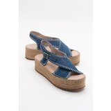 LuviShoes Bellezza Jeans Women's Blue Suede Genuine Leather Sandals Cene
