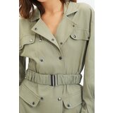 Trendyol Khaki Belted Buttoned Dress | Shoptok.si