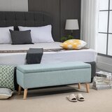  Tapecirana klupa za odlaganje izgled lana drvene noge 110x39x45 cm svijetlozelena | shoptok.hr