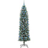 vidaXL Umetno vitko božično drevo med 300 LED Zelena in bela 210 cm | Shoptok.si