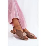 S. BARSKI Womens Sandals With Bow On Flat Heel Beige S.Barski | Shoptok.si