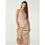 Koton Long Dress with Gingham and Thin Straps Gipeal Waist | Shoptok.si