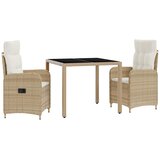 vidaXL Zunanja jedilnica z blazino 3 pcs Bež in smetanasto bela, (5000282477) | Shoptok.si