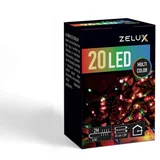 Zelux Novoletne lučke na baterije 20 LED 2m večbarvne prozoren kabel 2x AA