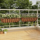 Maison Chic Stensko korito - cvetlična korita - Cvetlični Lonec 2 kosa podloga iz kokosa črno 91x20x23 cm jeklo, (21789865) | Shoptok.si