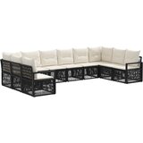 vidaXL Vrtna sedežna garnitura 10 pcs Črna poli ratan, (5000271364) | Shoptok.si