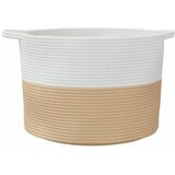  Košara za rublje bež-bijela Ø 55 x 36 cm pamučna | Eponuda.com
